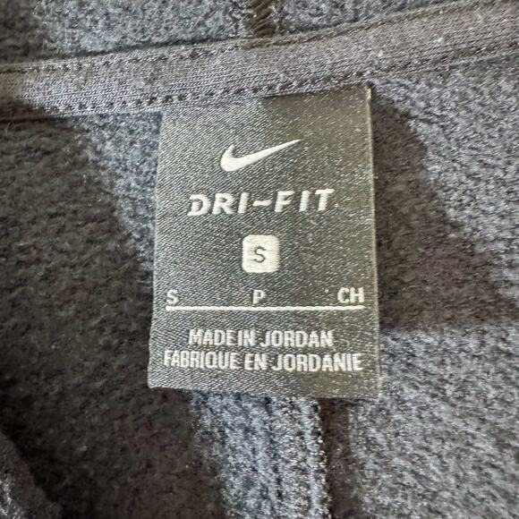 Nike Dri-FIT Cropped Hoodie Raw Hem Button Ribbed Sleeves Women's Small Black - Picture 6 of 7